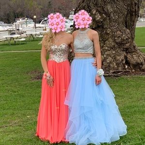 Salmon sequenced prom dress